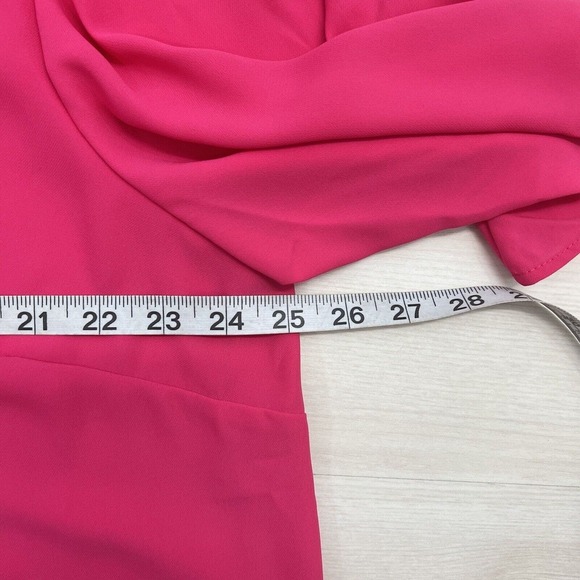 NWT Eloquii Top Size 22 Hot Pink Bow Tie Neck Flutter Sleeves Career - Picture 10 of 11